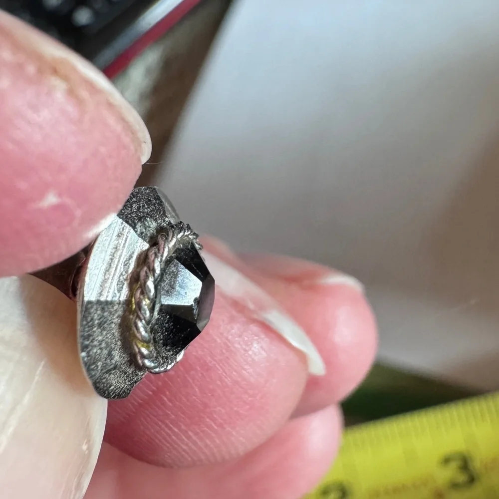 Black Onyx small chip tie tack See Pics